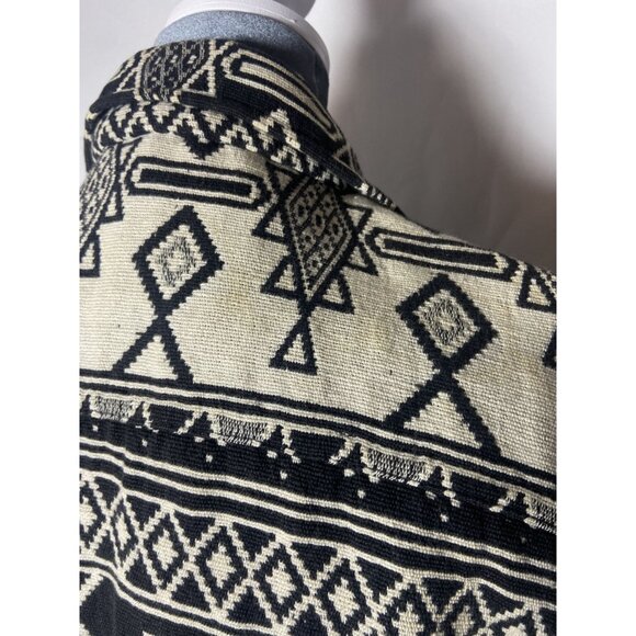 Vintage Flashback Aztec Cropped Jacket Medium Black & White 100% Cotton - Picture 12 of 12